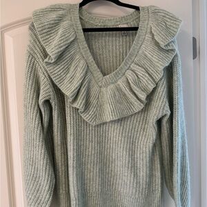 A New Day Green Ruffle Sweater M
